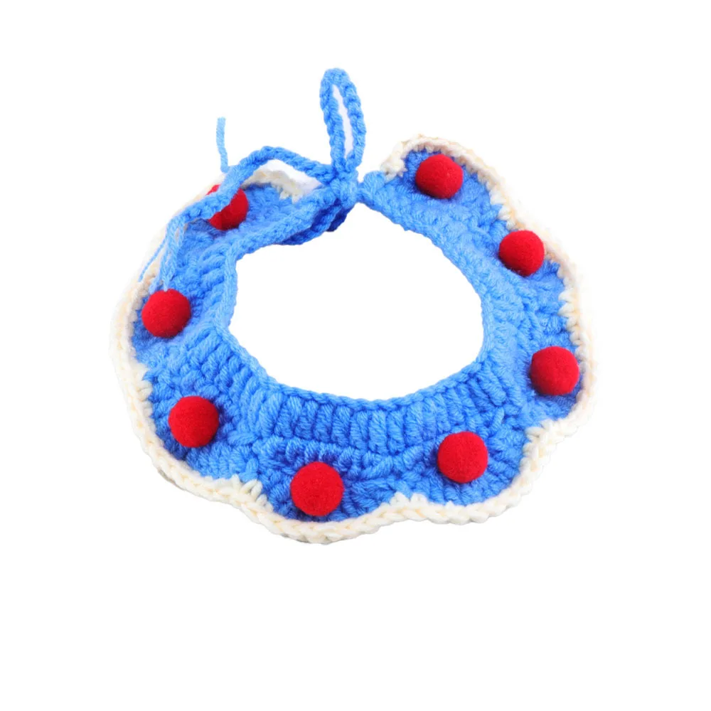 Cat crochet collar Amazon hot selling handmade knitted wholesale pet crochet collar pretty dog wool bib