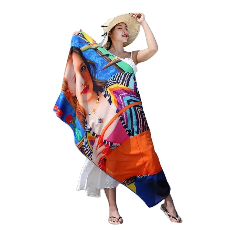 Wholesale Quick Dry Digital Sublimated Printed Sand Free Microfiber Beach Towel