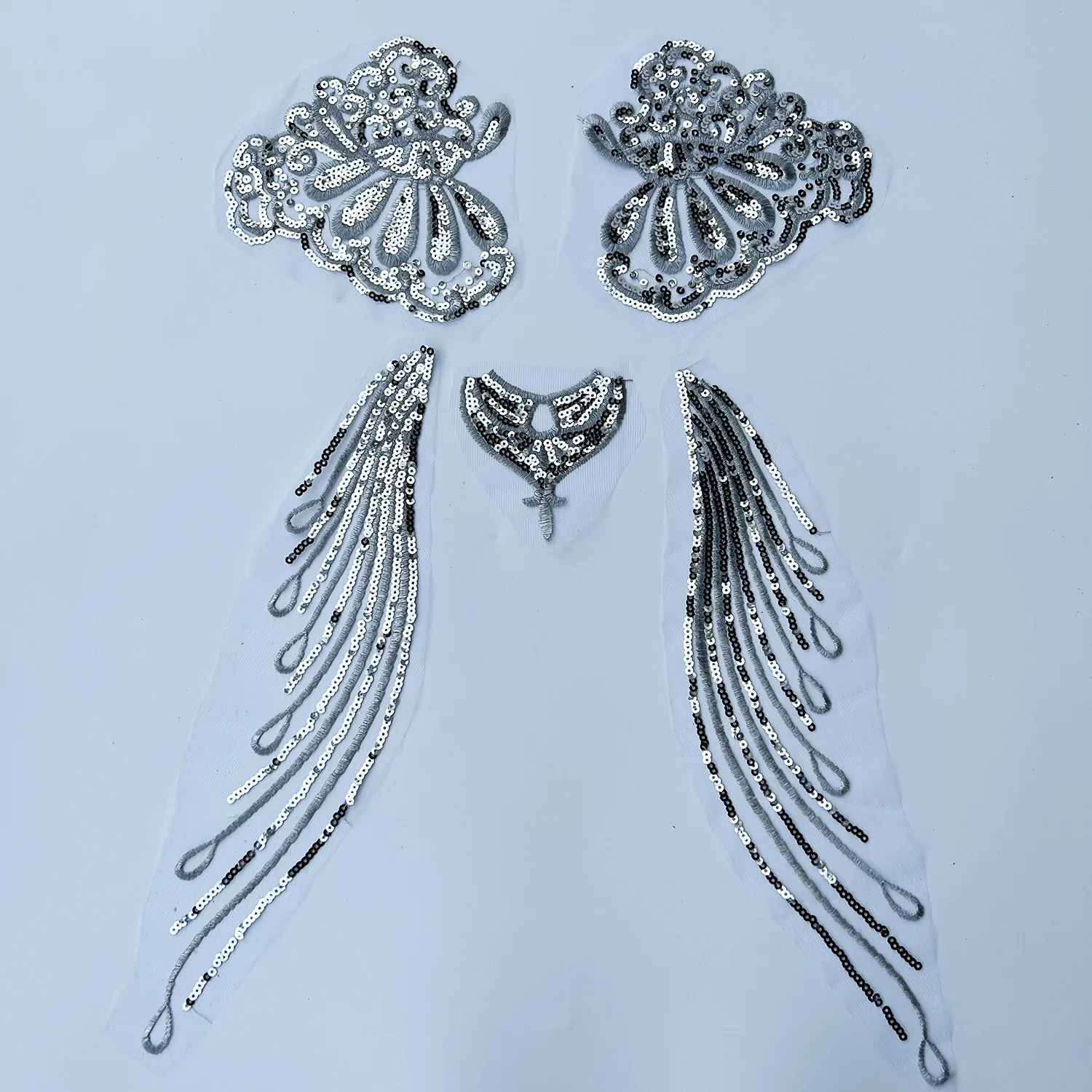 Evening Dress Garment Clothing Sewing Accessories Patch Embroidery Gold Sequin Lace Applique