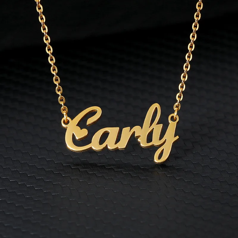 New Stainless Steel Personalized Gold Inital Custom Name Friendship Necklace 18k Gold Any Language Font Customized Necklace