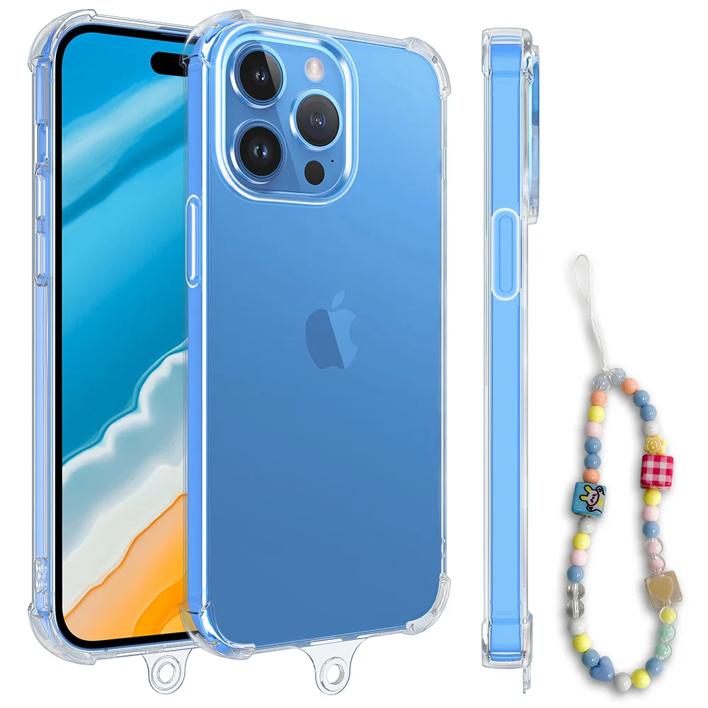 New fashion transparent silicone phone case with wristband strap cover for iphone 15 pro max 11 12 13 14 pro x xr xs 7 8