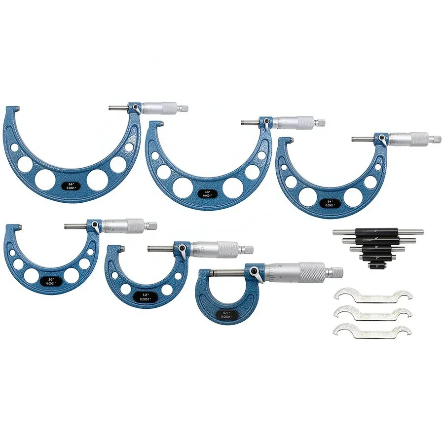 C-образный наружный микрометр, 0,01 мм, 0,0001 дюйма, с твердосплавным измерительным циферблатом в пластиковом футляре