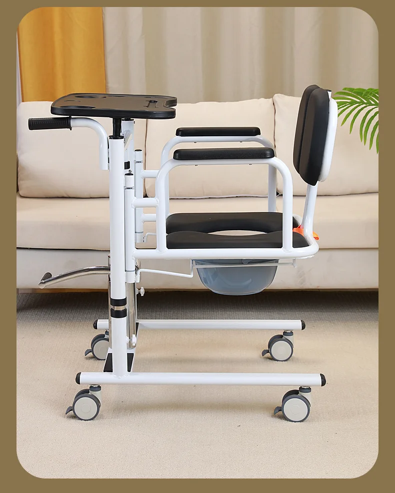 Manual Folding and Movable Lift Chair Wheelchair Shower Chair Commode Toilet Patient Transfer Chair