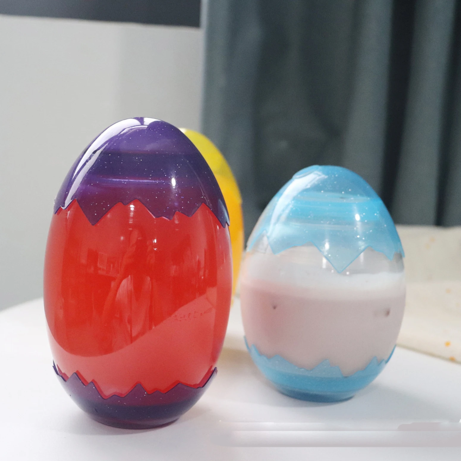 500ml empty different color food safe plastic egg shape cup boba tea juice milk tea plastic drink bottle