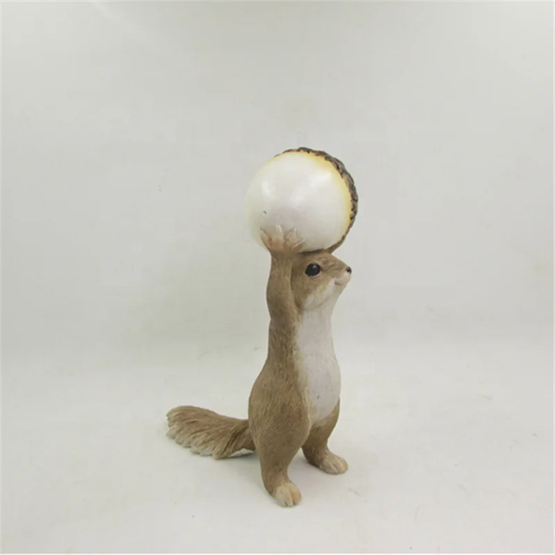 Z12910A Wholesale Garden Decorative Mini Resin Squirrel With Pine Cone Statue Squirrel Figurine