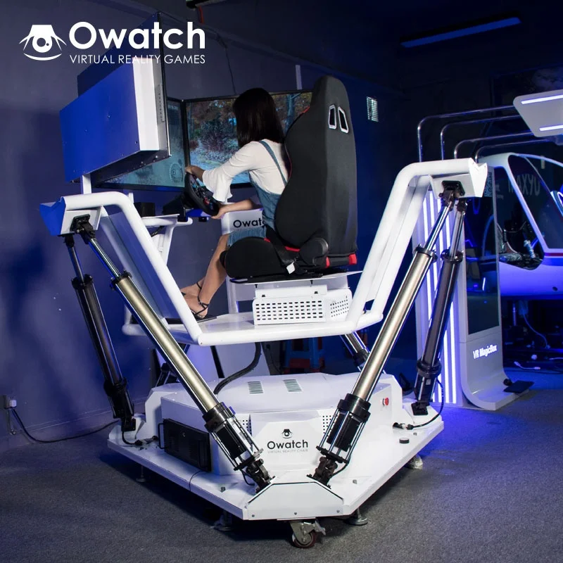 VR Racing car driving simulator machine with three screens