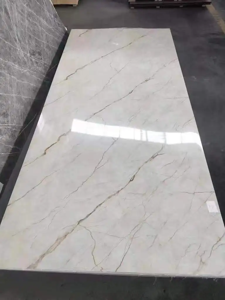 Heat Resistant Durable Stylish Interior Decoration Materials UV PVC Marble Panels For Wall Covering