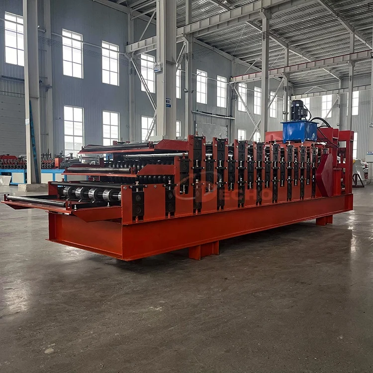 Hot sale building material ibr panel zinc glazed trapezoidal three layer roof sheet roll forming machine