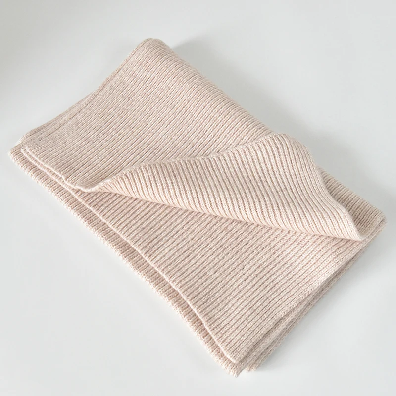 Custom Logo Knitted Scarves for Women Thick Poncho Shawl Knitted Blanket Winter Plain Scarves Ladies Wool Scarf