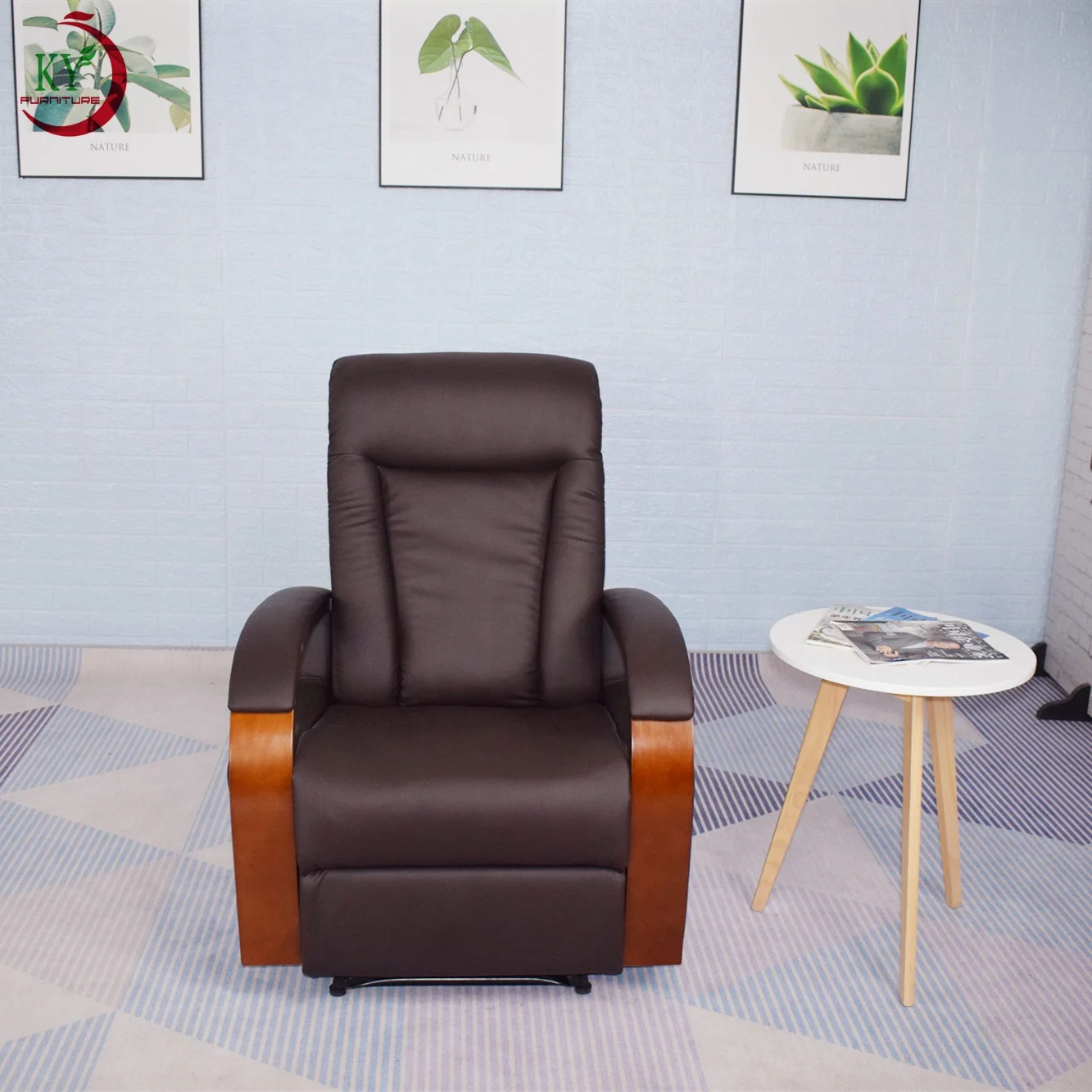 Geeksofa  Home Theater Adjustable Comfortable Relaxing Leather Sofa With Rotating Manual American Recliner for the Elderly