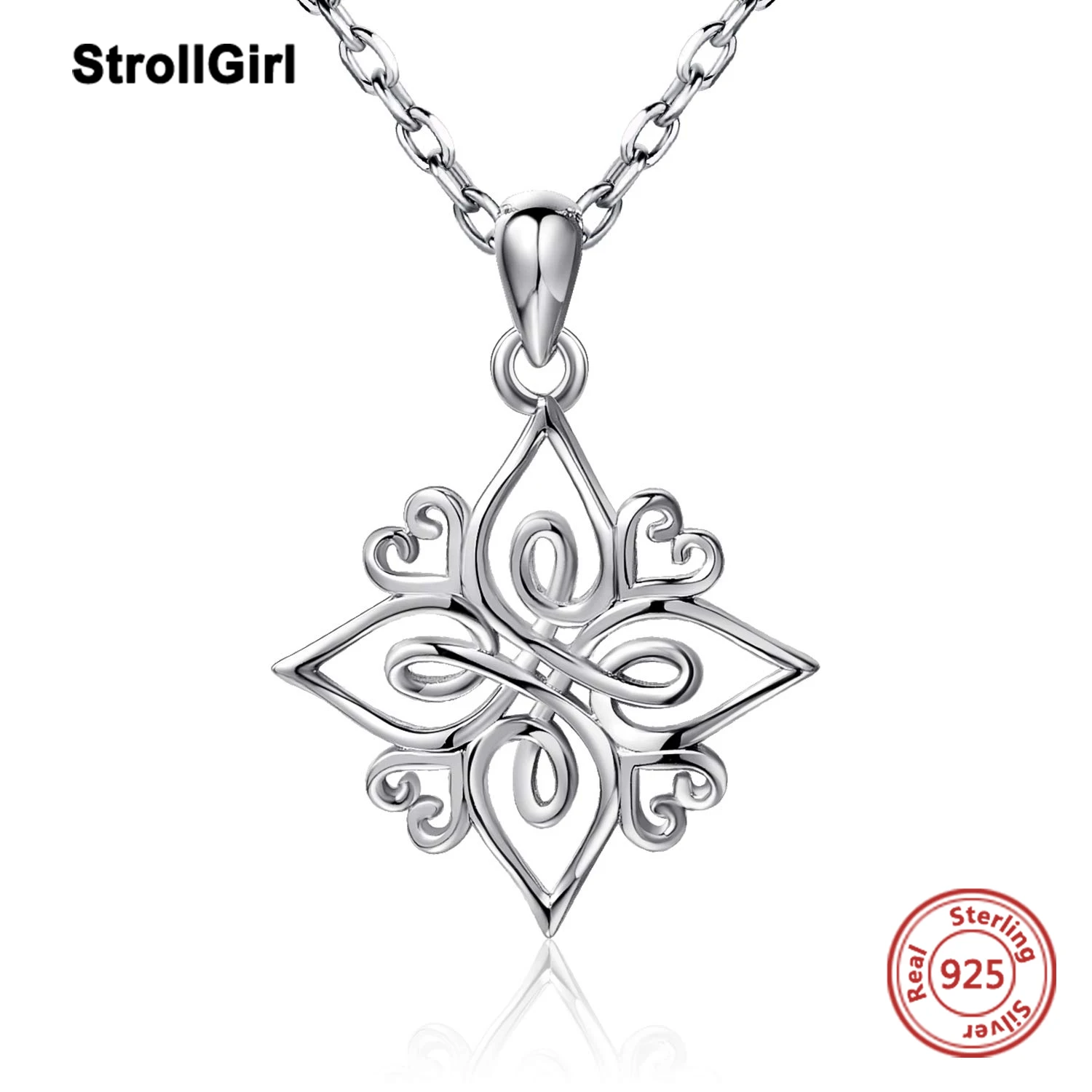 
 925 Sterling Silver Jewelry Gift Irish Celtic Knot Luck Heart Shaped Pendant Necklace For Elegant Women Girl  