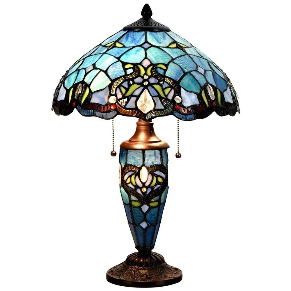 TFT-8030 Victorian Double Lit Stained Glass Home Decor Lighting tifany lamps