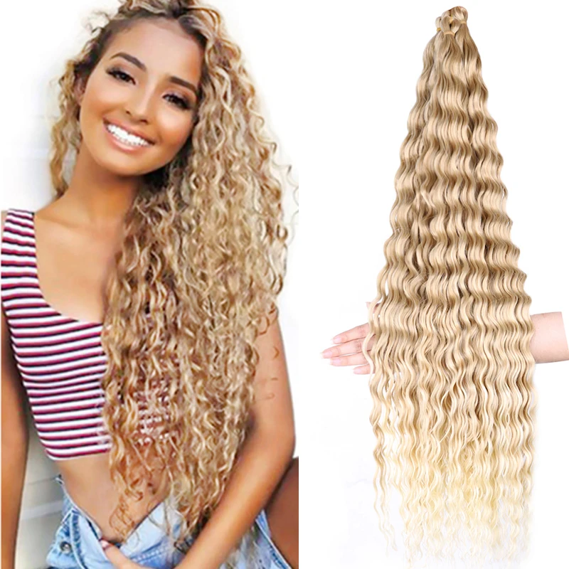 Hot sell Hair  synthetic pre stretched braiding  deep wave twist hair extension ocean wave  curly deep wave hair