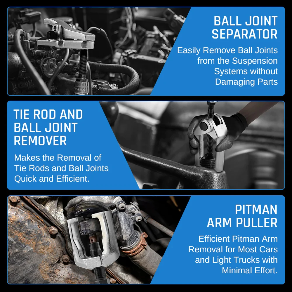 5pc Front End Service Tool Set Ball Joint Separator Tie Rod Remover Pitman Arm Puller Hand Tool Sets