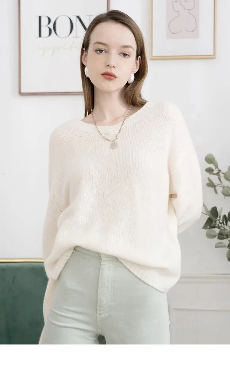 clean white bottom knit unlined upper cashmere sweater