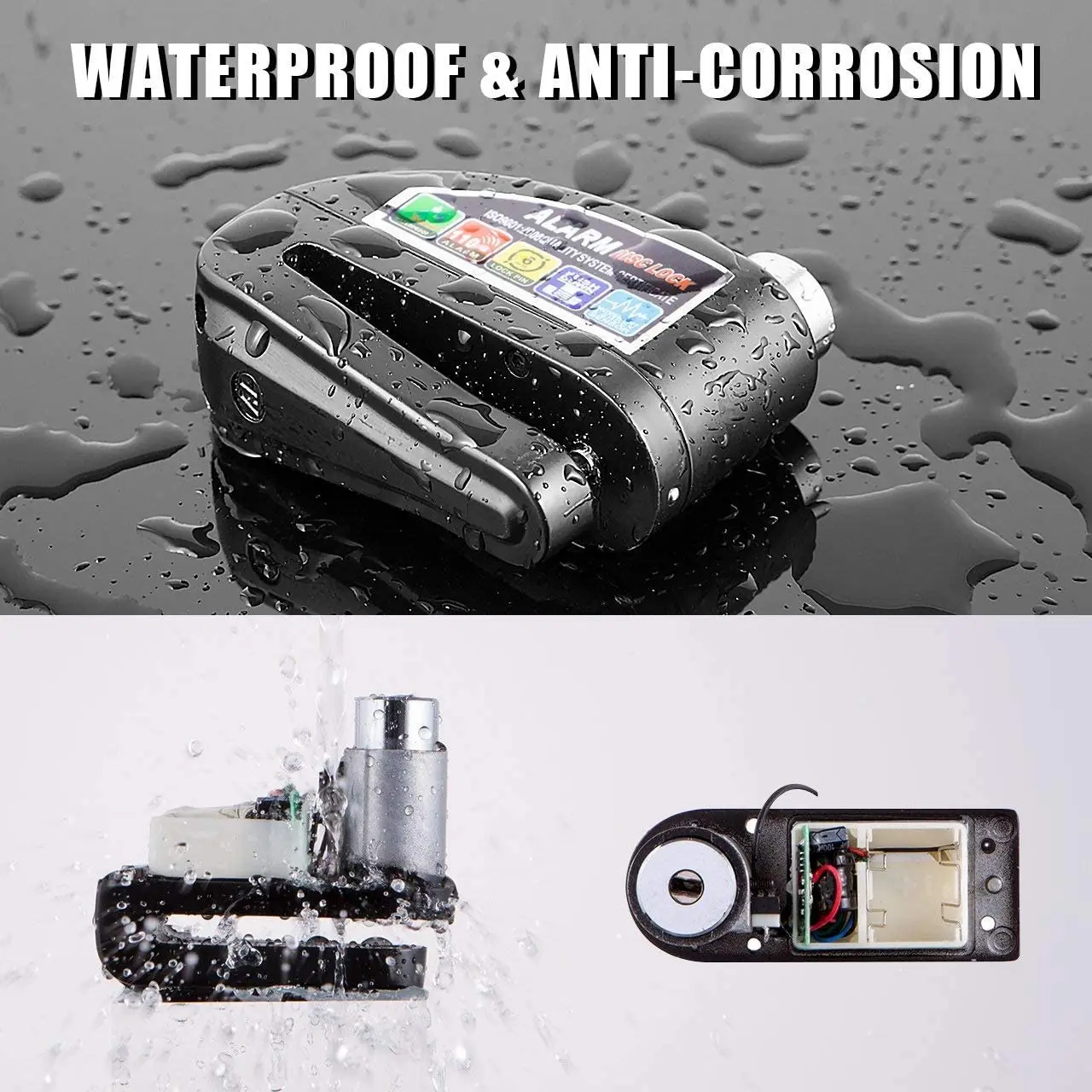 110db Alarming System Waterproof Motorcycle Lock Alarm High Decibel and cable Bike Anti Theft  Bicycle Alarm Disc Brake Lock