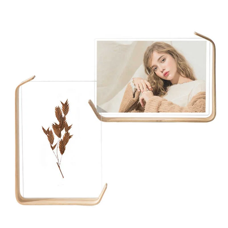 Wooden Frame Double-sided Transparent Photo Frame 6-inch Three-dimensional Decorative Ornament DIY Creative Acrylic Photo Frame