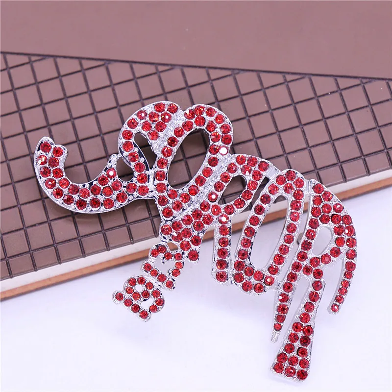 Popular College Association Animal Pin Women Dress Decoration Red Rhinestone Covered Greek Delta Elephant Soror 1913 Brooch