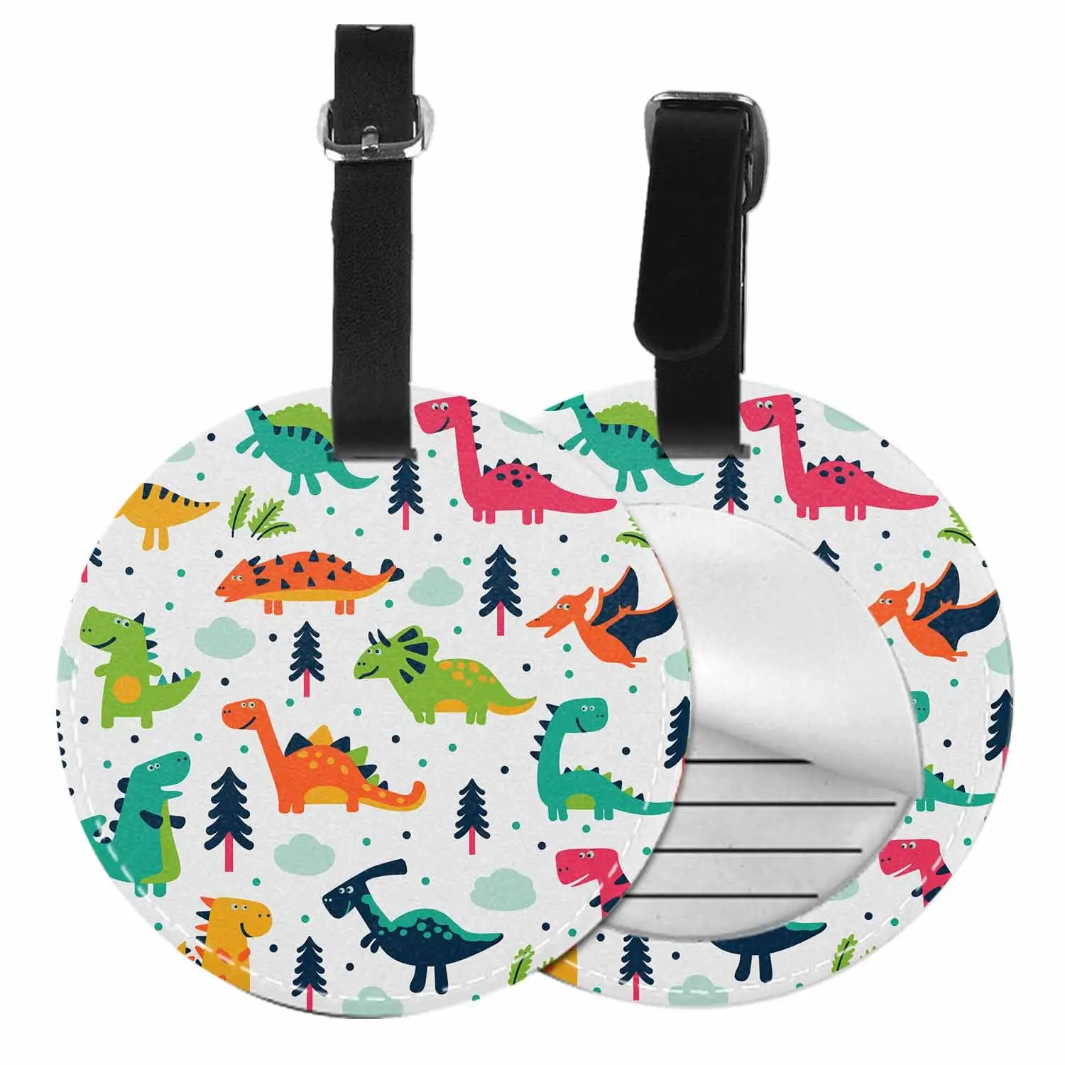 Printed dog and cat round leather luggage label supplier customized personalized pattern anti-loss identification luggage tag