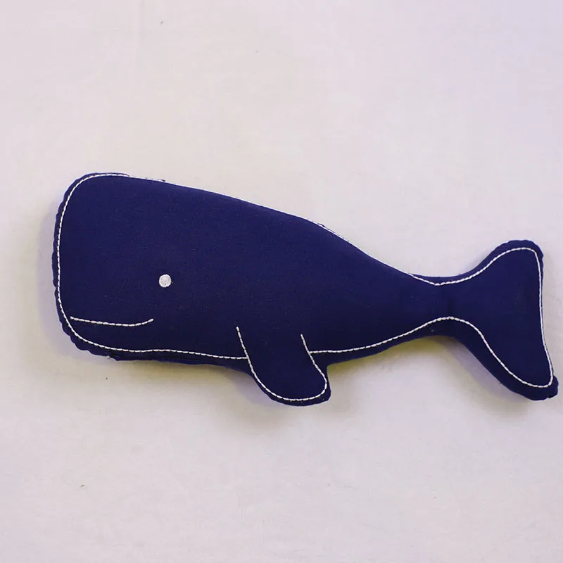 Whale-Shaped Embroidery Coastal Sea Animal Pillow Woven Decorative Cushions with Cartoon Pattern Throw Pillow