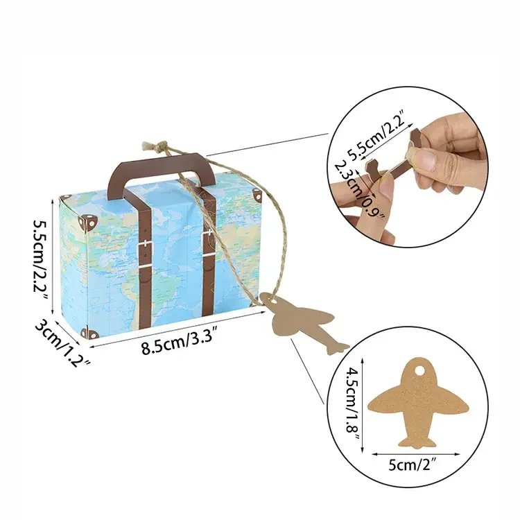 Custom Print Pattern Hight Quality Color Eco Friendly Mini Suitcase Candy Party Cardboard Packaging Paper Box Party