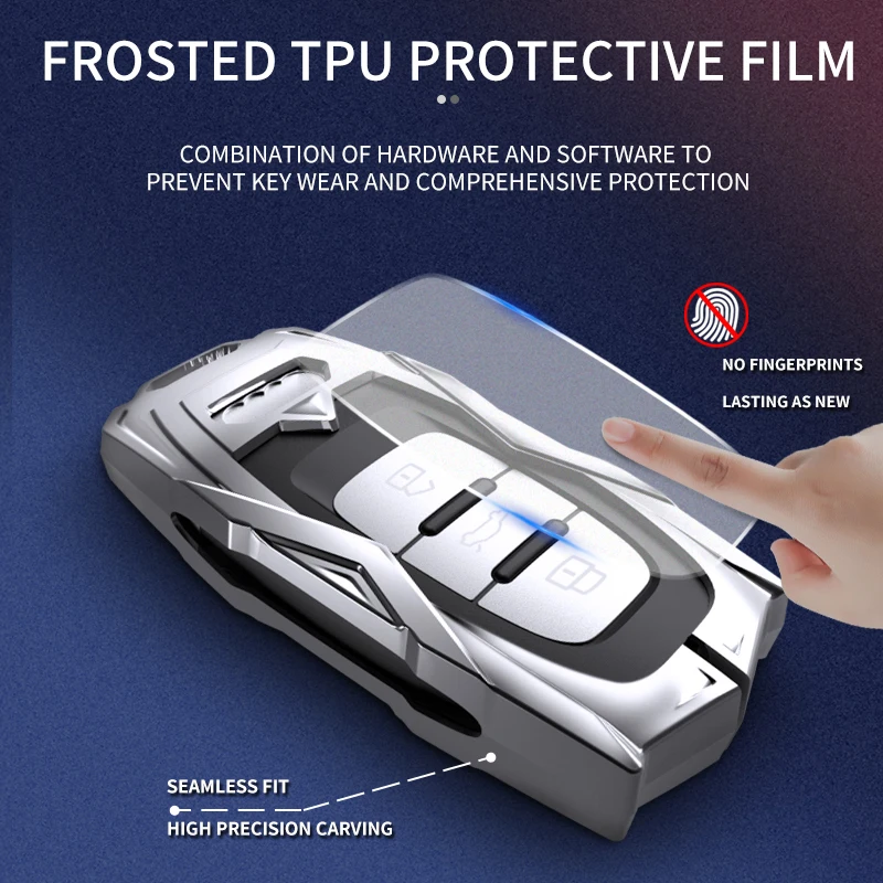For Audi Key Fob Cover Case Premium Soft Metal Protection Shell Compatible with Car key