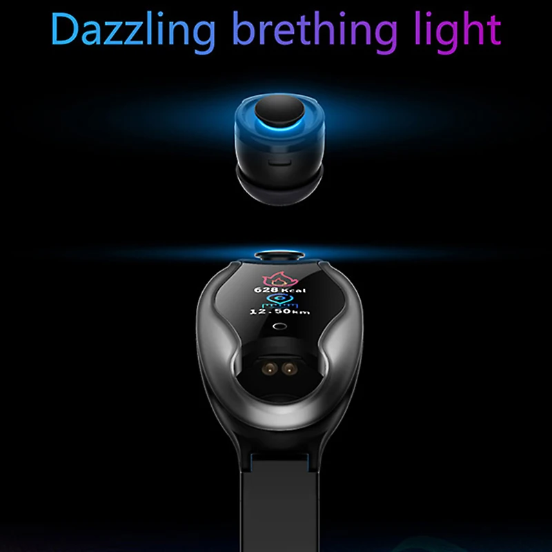 2 In 1 Gps Sleep Blood Pressure Heart Rate Monitor Smart Watch With Earphone Earbuds Included