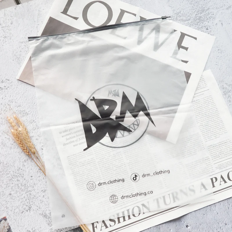 Biodegradable Transparent EVA Zip Lock Packaging Bag Small Stand Custom Logo HDPE/LDPE Material Frosted Clear Zipper Clothing