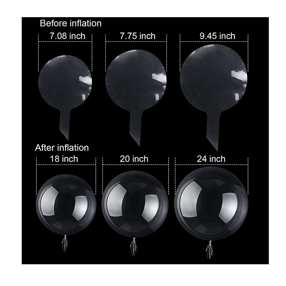 Custom Decorated Birthday Ballon Inflatable Transparent Latex White Handle Flashing Led Light Strip Balloon with Button Switches