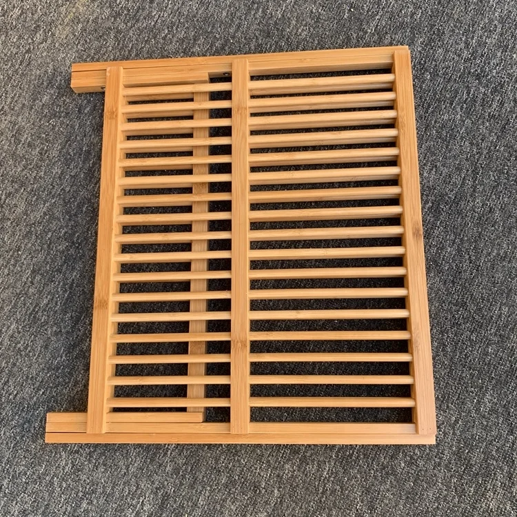 Exquisite Technical Bamboo Folding Dish Drying Rack Kitchen Bamboo Plate Drainer Wooden Shelf