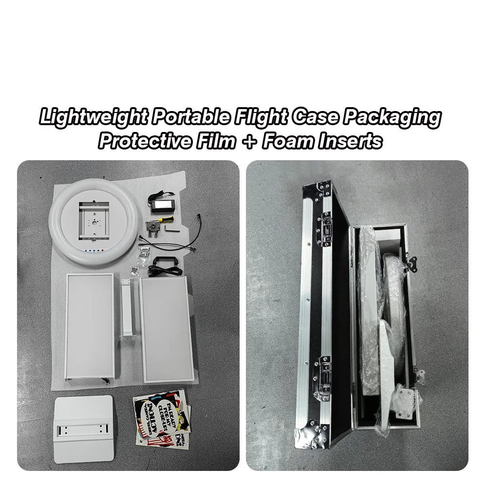 New styles portable handheld led frame roamer 10.2inch touchscreen selfie rotating ipad photo booth with lcd screen