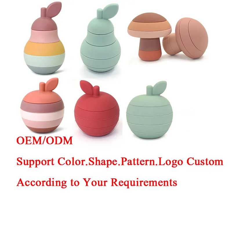 Baby Learning Game for Baby Soft Stacker Blocks Silicone StacToysking Fruit Silicone Stacking Toys