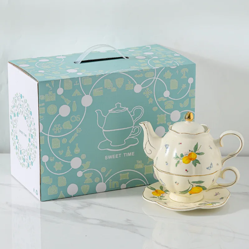 Lemon series French exquisite coffee afternoon tea home teapot set ceramic English cartoon gift box