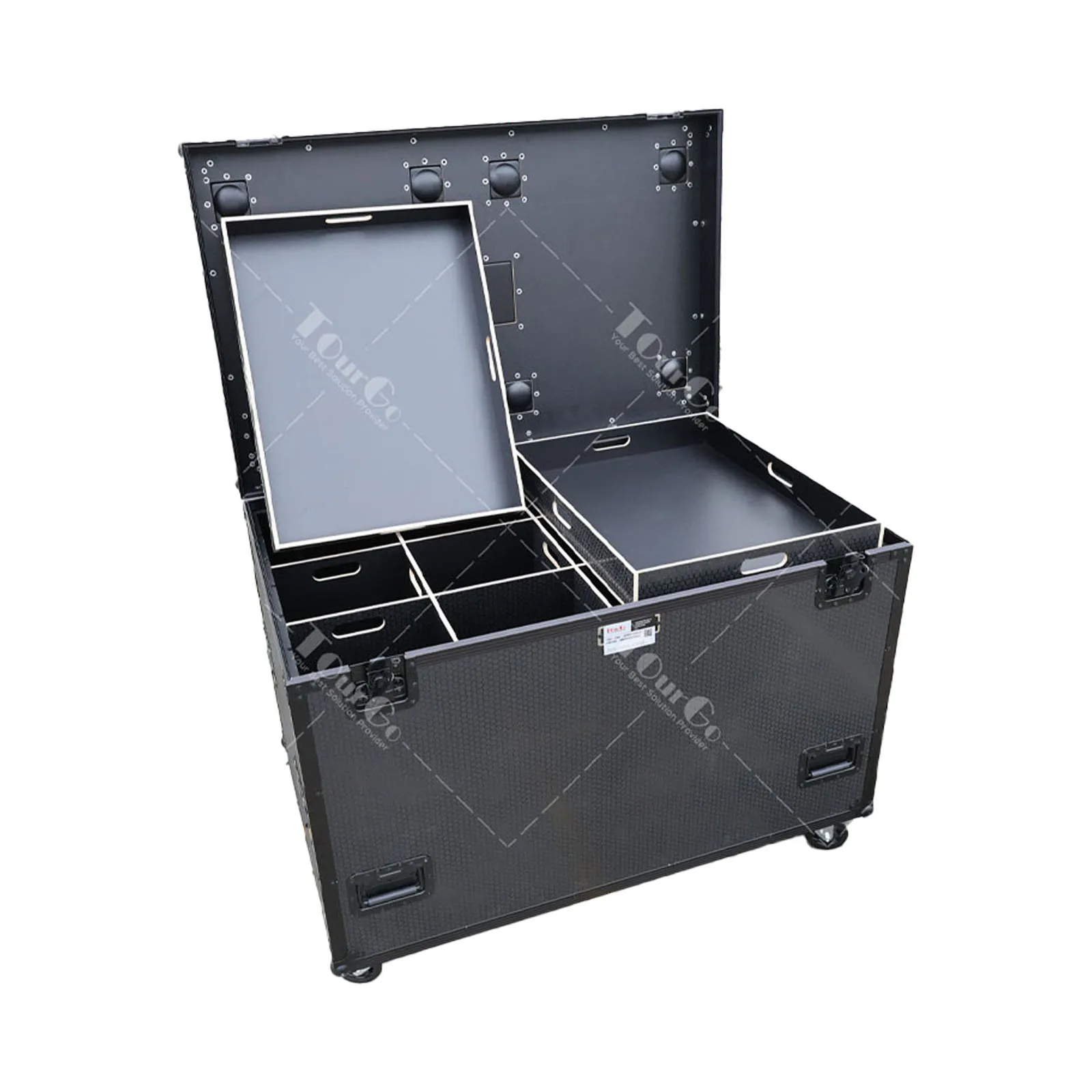 All Black Utility ATA Flight Case Truck Storage Road Case with Organizing Dividers