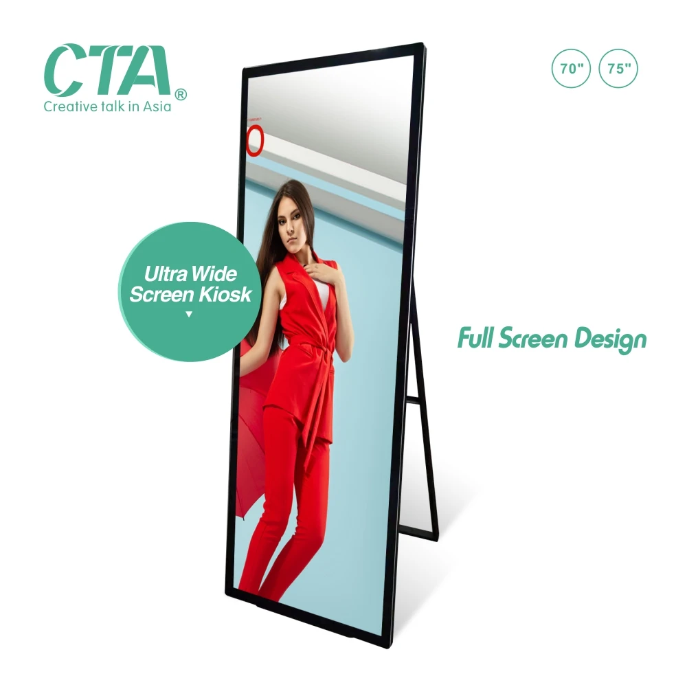 Factory Direct Price Full Screen 75inch Ultra HD 4K Resolution Portable Digital Signage LCD Advertising Player Display