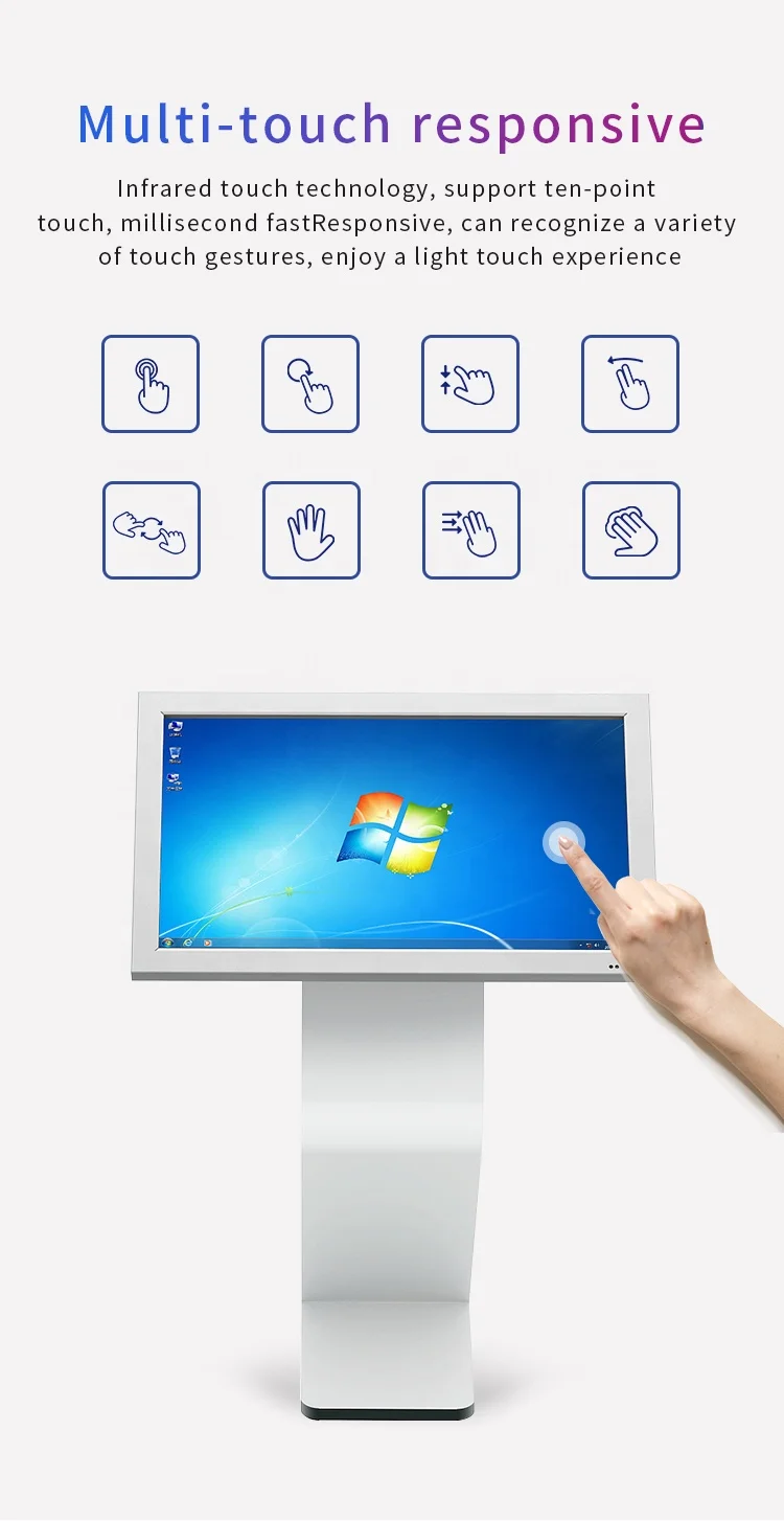 HD LCD 55-дюймовый горизонтальный Мульти-сенсорный компьютер самообслуживания все-в-одном