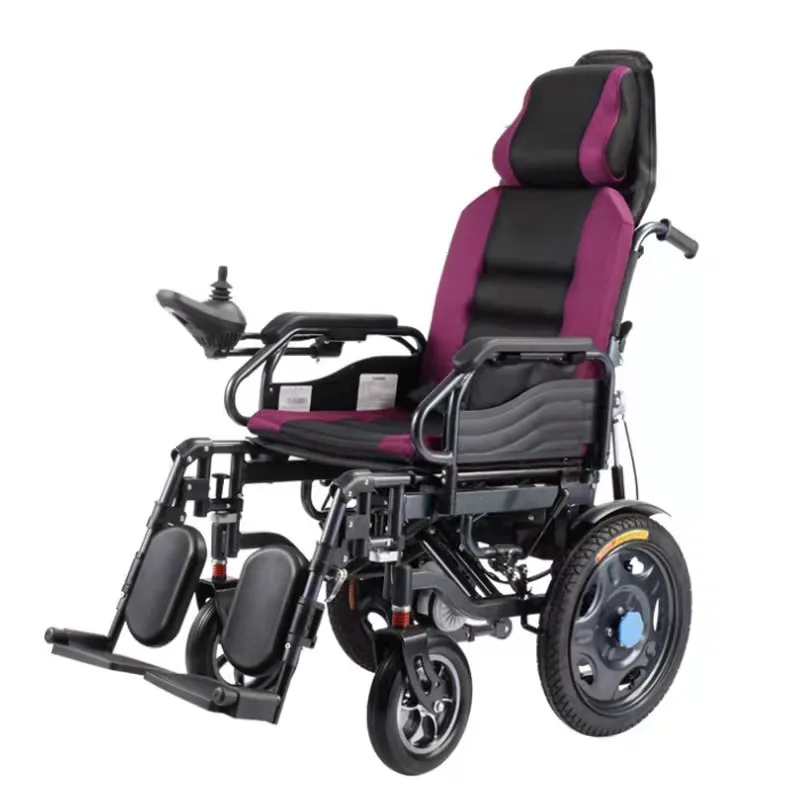 Dual control remote control folding electric wheelchair automatic power wheelchair with high back