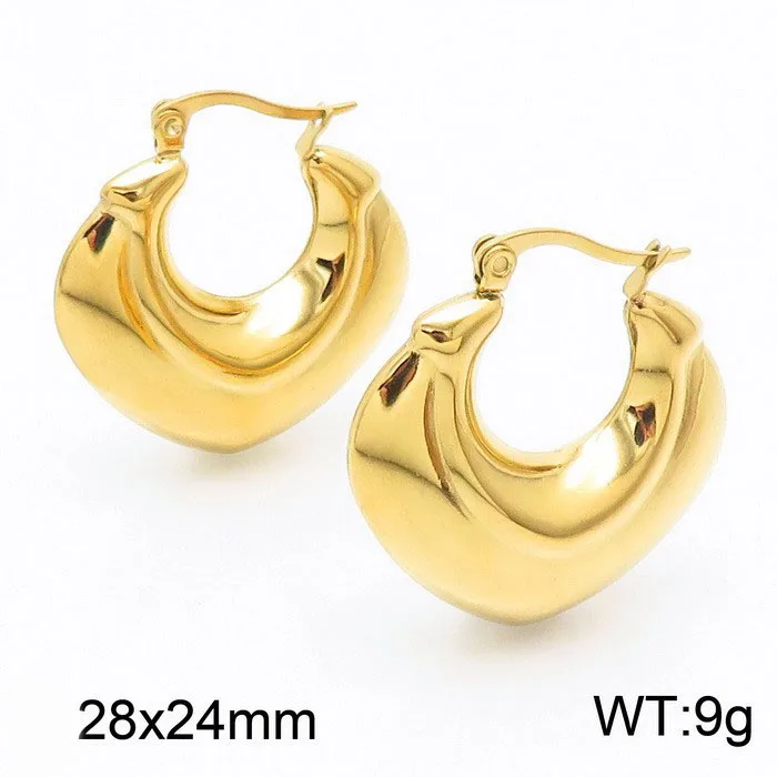 Classic Fashion Jewelry Earrings 18K Gold Plated Stainless Steel Hollow Out U Shape Chunky Thick Gold Hoop Earrings For Women