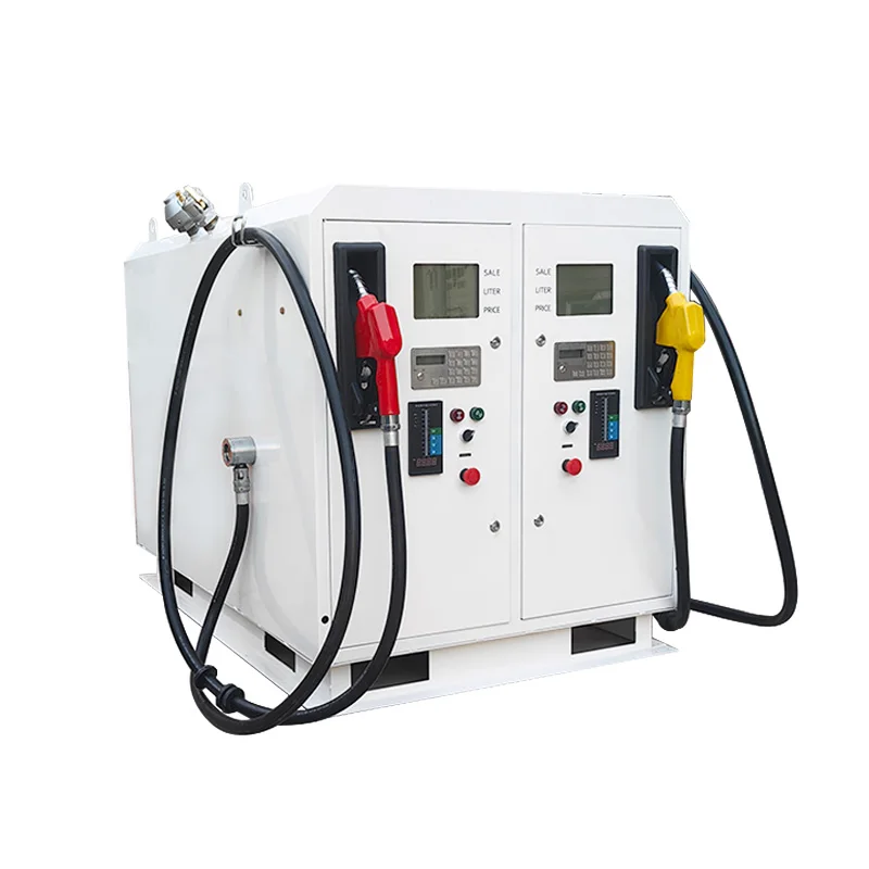 ZHXF 1000L Fuel Station 2 Nozzle Petrol Diesel Skid Fuel Dispenser Mini Gas Station Portable Gas Stations