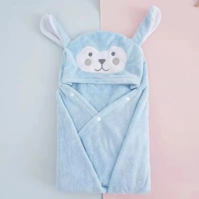wholesale   Baby Bath Towel Flannel Fleece Cartoon Baby Hooded Poncho Towel