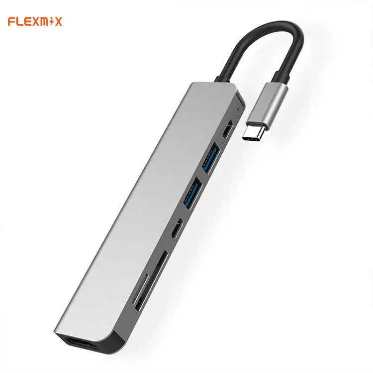 Flexmix 7 IN 1 USB 3.1 HUB 4K USB3.0 PD Charging TF SD Card Slot USB3.1 External Monitor 4K 30HZ Display Adapter for macbook pro
