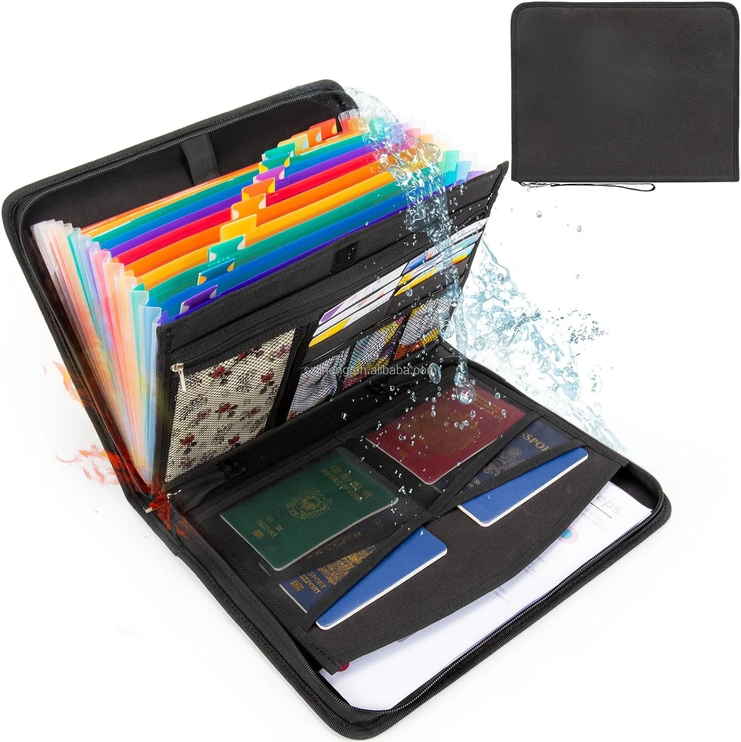 Letter A4 Size File Organizer 12 Pockets Expanding File Pocket With Multi Pockets Document Pouch Fireproof Folder