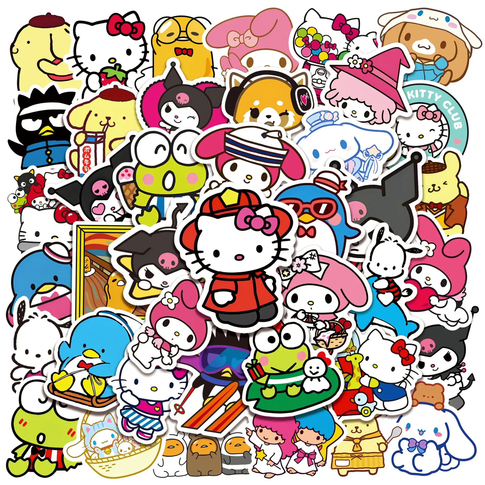 50pcs Cartoon Sanrio Posters Computer Phones Water Cups Trolley Boxes Waterproof Graffiti Stickers