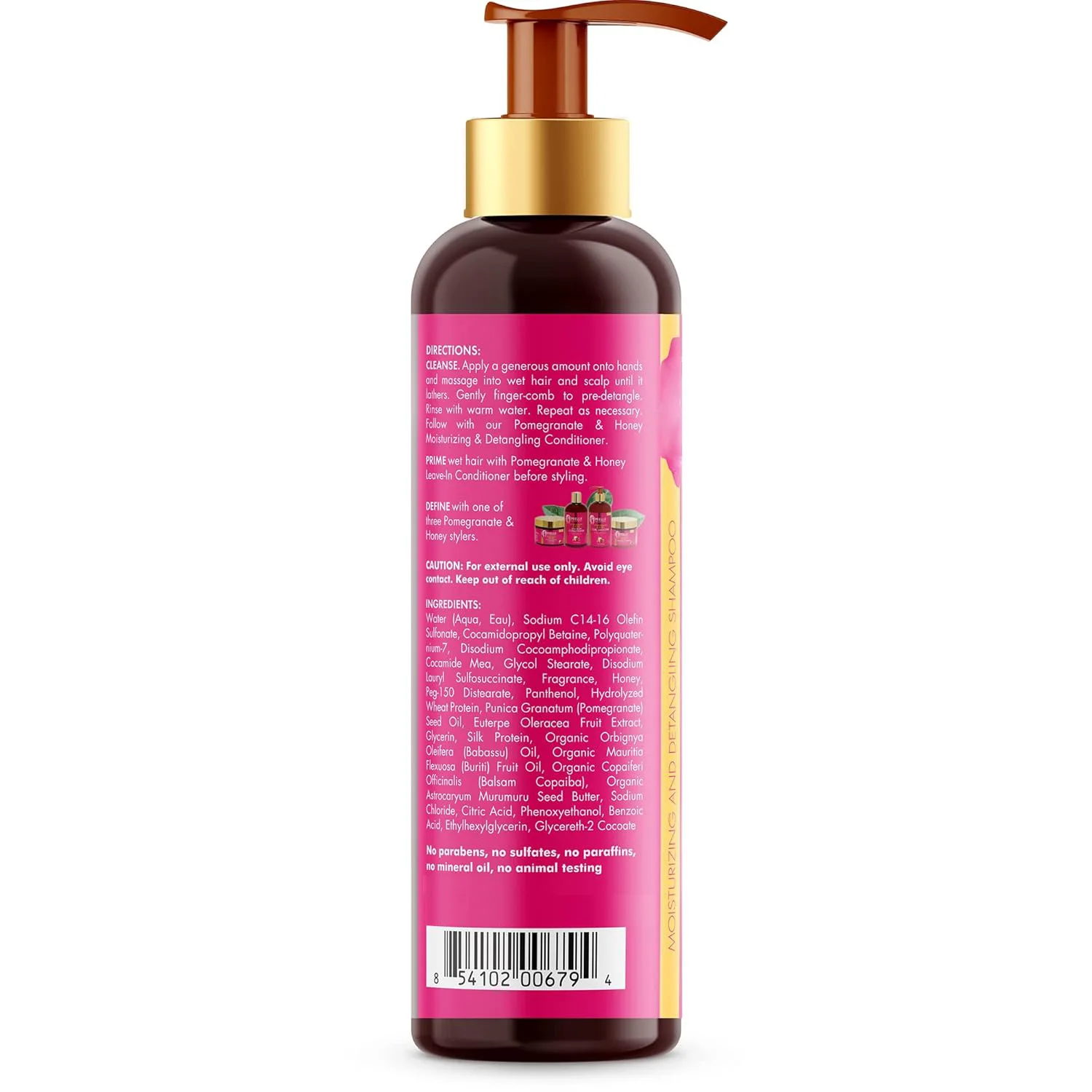 Private Label Sulfate Free Pomegranate Honey Moisturizing Hair Shampoo For Curly Hair