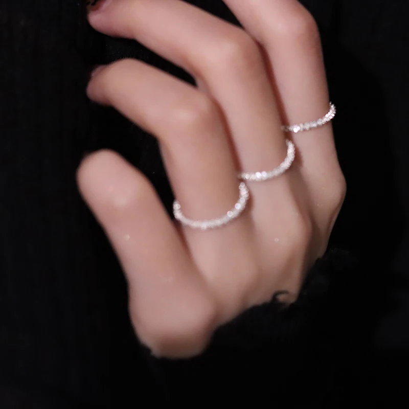Ins класса люкс 18k настоящая позолота звено цепи Мода кольцо Bling сверкающий 925 Серебряное для вечерние ювелирные