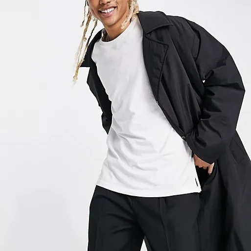 Wholesale Customized British Style Overcoats Long Black Plus Size Windbreaker Jackets Waist Trench Coat for Men