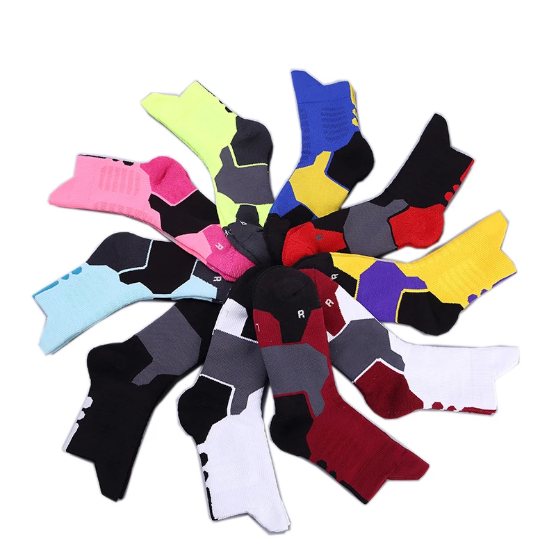 
In stock wholesale elite mens and women basketball socks with terry 