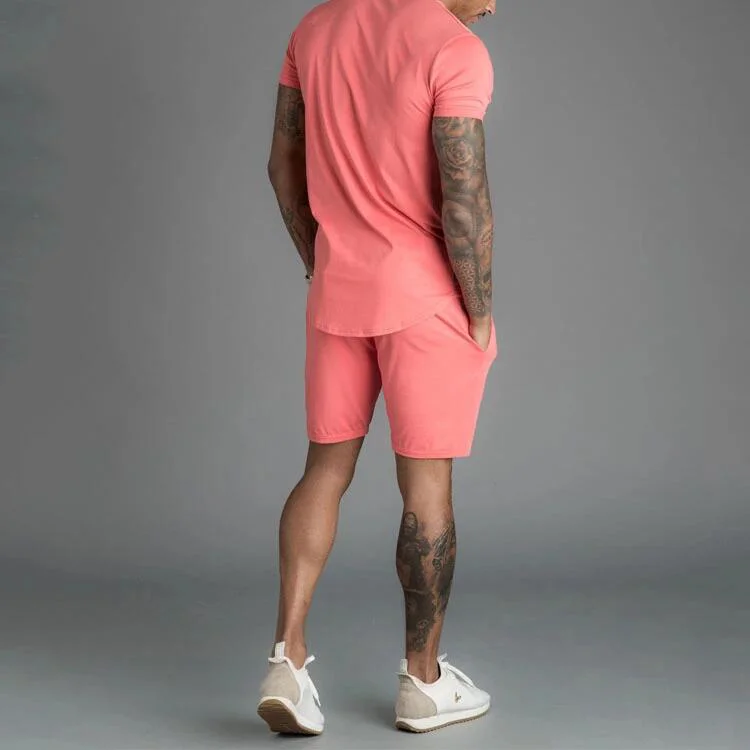  Custom Summer Fashion Causal Solid Color Men Short Tracksuit Wholesale T Shirt