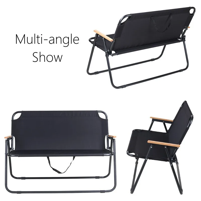Asia Hot Sale 600D Oxford Fabric Outdoor Chairs Folding Double Twin 2 Person Camping Chair