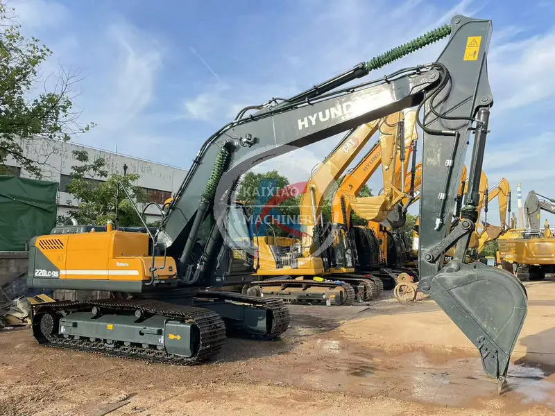Hyundai 220 used excavator secondhand excavadora backhoe  22 ton in stock crawler digger hydraulic machine low price cheap